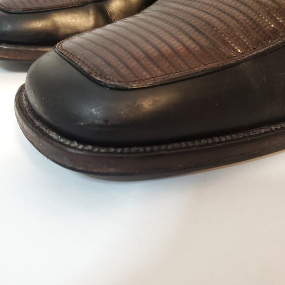 Julio Blanco Mens Brown Black Lizard Leather Handmade Tie Oxfords SZ 12M Spain main image 10